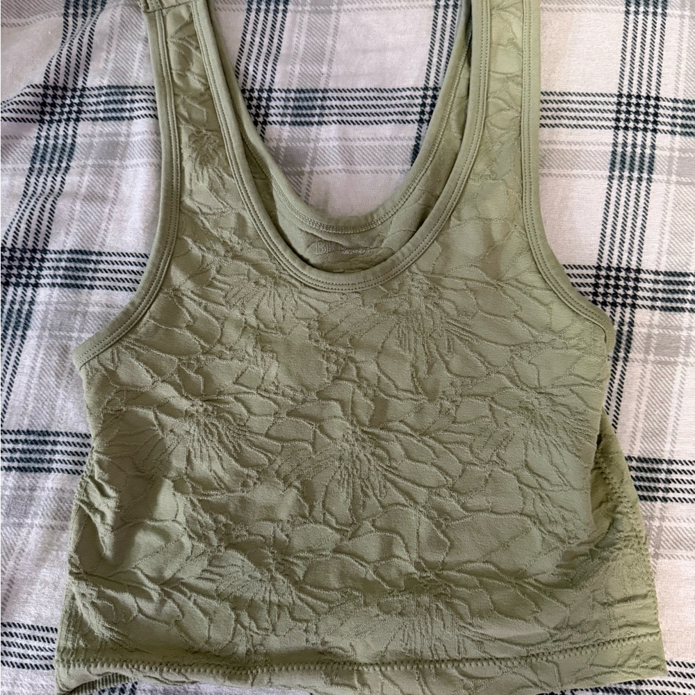 Olive Green Textured Crop Top